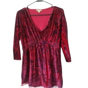 Emerge Red Velour Tunic Top sz Large